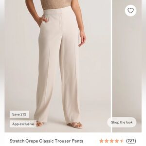 Quince Sand Wide-Leg Stretch Crepe Trousers